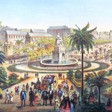 "Fuente de la India en El Paseo de Isabell II," print from Album Pintoresco de la Isla de Cuba (c. 1855)