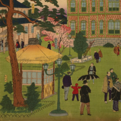 "Second national industrial exhibition at Ueno Park," woodblock print by Utagawa Hiroshige (1881)